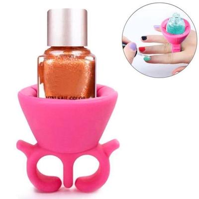 SHOP-STORY - Ring Nail Polish Holder for Manicure and Nail Art Bottle Holder Color Pink