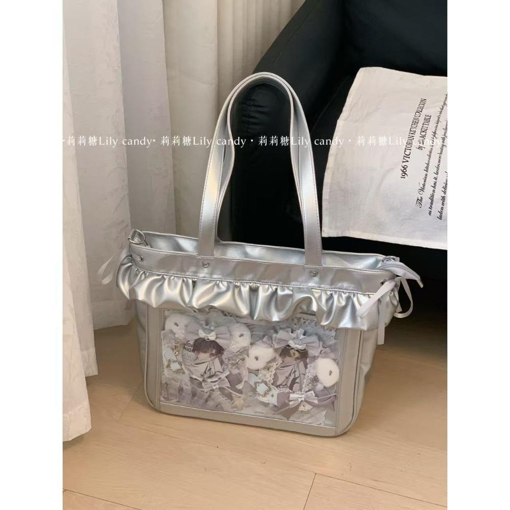 Ruffles High Capacity Bags for Woman Original Sac Femme Crossbady Shoulder Bag Sweet Bolsos mujer Transparent Bolsas Bolsa