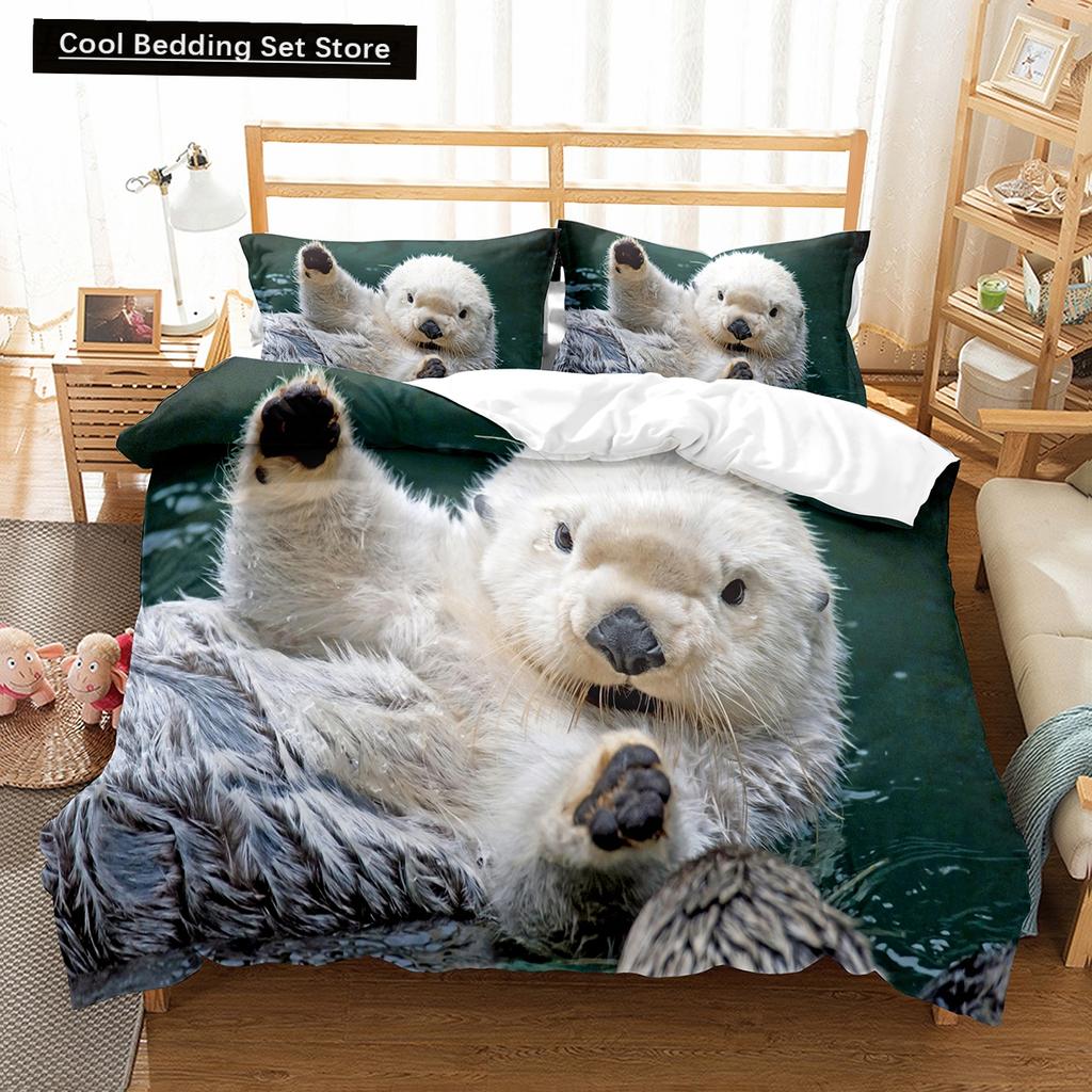 Brown Raccoon King Queen Double Full Duvet Cover Lovely Animal Bedding Set Wildlife Quilt Cover 2/3pcs Polyester Comforter Cover