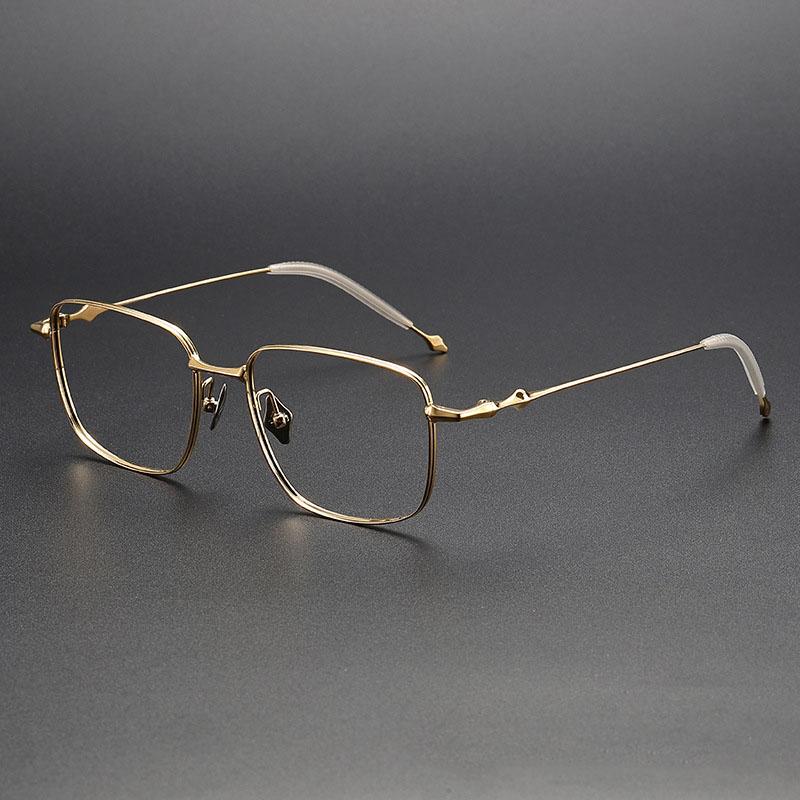 Hot Sell Designer Vintage Square Frame Gold Eyeglasses Frame Optical Frames Titanium Glasses for Myopia Optic Eye Glas