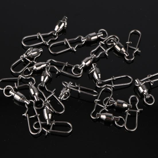 MUQZI Sports Accessory 10Pcs Stainless Steel Fishing Connector Bearing Rolling Swivel with Snap Pins