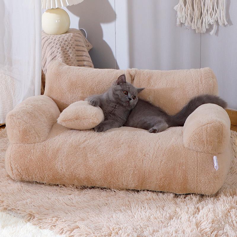 Luxury Cat Bed Sofa Winter Warm Cat Nest Pet Bed for Small Medium Dogs Cats Comfortable Plush Puppy Bed Pet Supplies 65x46x30cm