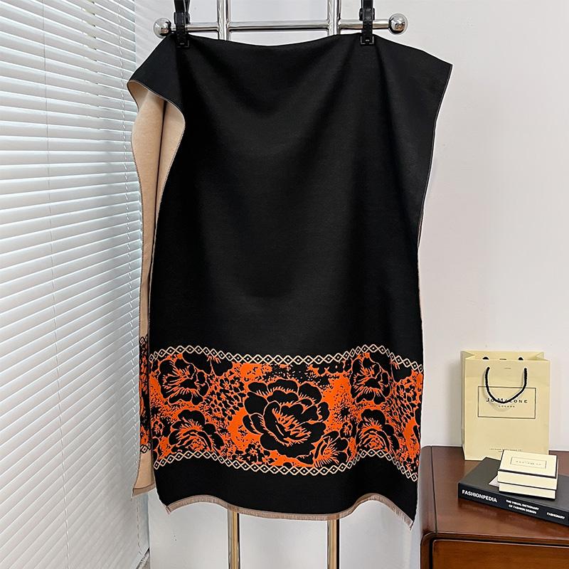 Winter Two-Sided Ethnic Style Cashmere Jacquard Scarves High Quality Women Thicken Wrap Shawl Ladies Wool Pashmina Scarf