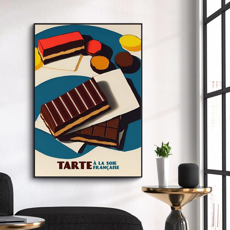 French Sweets Poster Chocolate Delicacy Food Canvas Painting Print Wall Art Picture for Dessert Shop Room Home Decoration
