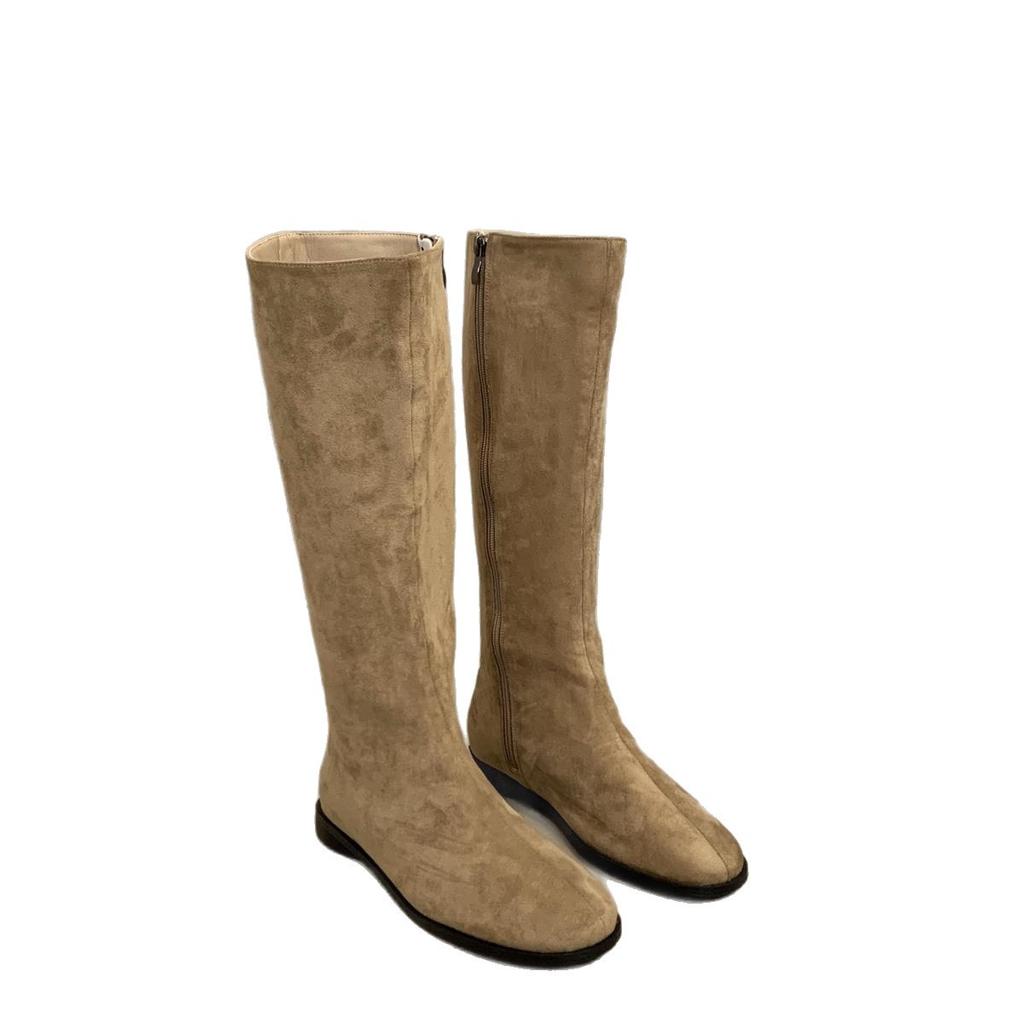 Soft Leather British Style 2025 Knight Boots Round Head Thick Low Heel Autumn and Winter Thin Boots But Knee Versatile Fashion Women's Boots