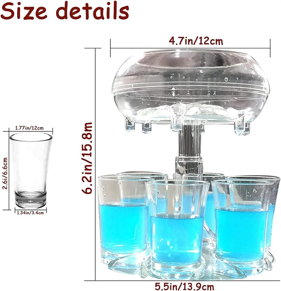 Party Game 6 Cups of Acrylic Wine Whiskey Beer Dispenser Bar Beer Cocktail Party Home Bar Party Alcoholic Beverage Dispenser