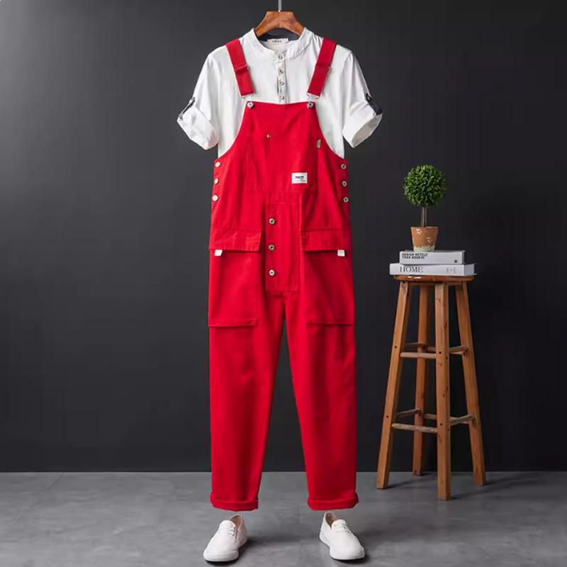 Retro Casual Jumpsuit for menn Løs overall med flere lommer. Kjeledress for menn