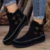 Fashion Shoes for Women Fashion Ankle Boots Spring Autumn Casual Round Toe Shoes Buckle Strap Decoration Flat Leather Female Boots 36-43