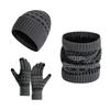 3PCS Fashion Teens Christmas Knit Hat Gloves Neck Gaiter Suits Adult Winter Outdoor Warm Hat Students Windproof Supplies