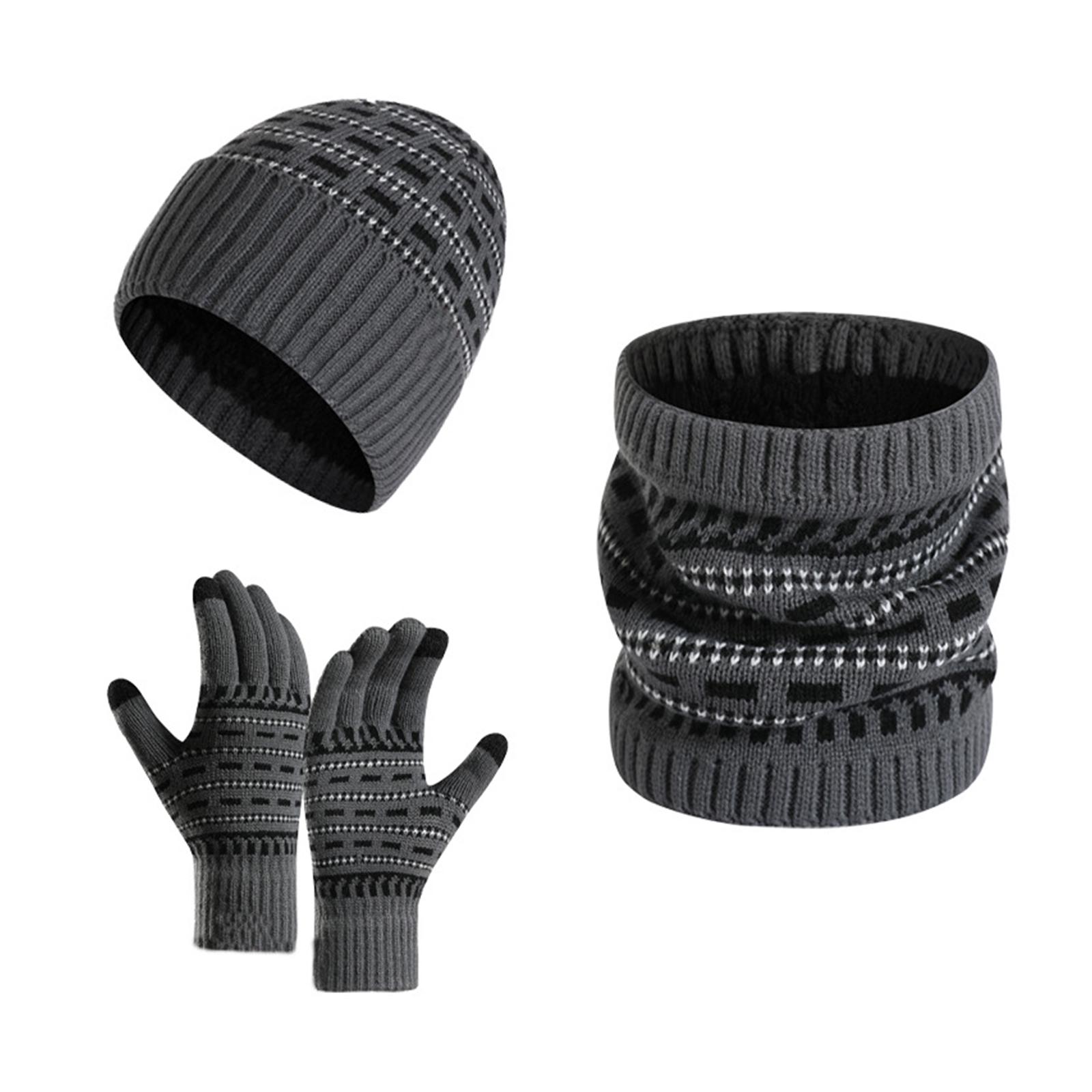 

3PCS Fashion Teens Christmas Knit Hat Gloves Neck Gaiter Suits Adult Winter Outdoor Warm Hat Students Windproof Supplies темно серый