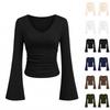 Women's Casual V-Neck Long Sleeve Top, Fashion Blouse for Daily Wear and Work