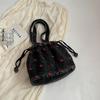 Women's Crossbody Bag Cherry Embroidery Shoulder Bag Commuter Small Tote Bag