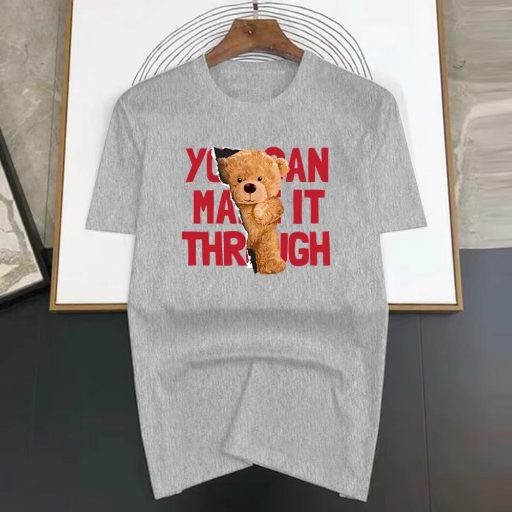 Luxury Brand Rbear that tore the words Print T Shirt For Man Summer Vintage Unisex Oversized T-shirt Y2k Tops Short Sleeve Men's