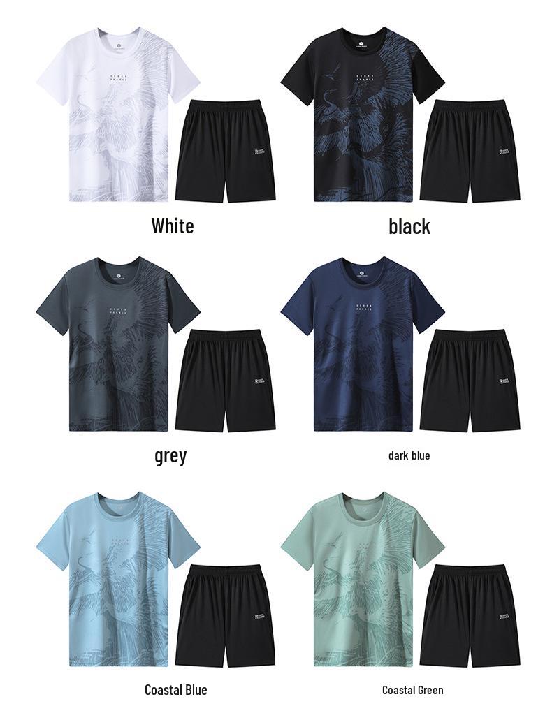 Unisex Quick-Dry Casual Summer Sportswear Set: Short Sleeve & Shorts for Football and Running