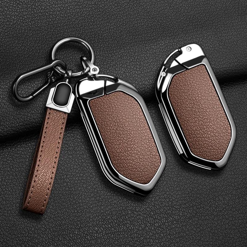 

Interior Mouldings 5/6/7/8/9 Buttons Zinc Alloy Leather Car Key Case Cover Protective Shell Fob for Kia Ka4 Car Keychain Interio