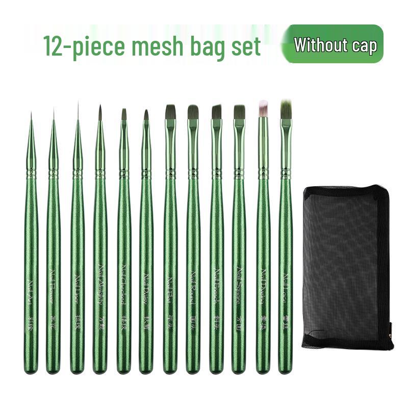 Cross-border Nail Art Brush Set: Japanese Painting, Flower Line, Square & Round Gel, Ombre Gradient Brushes.