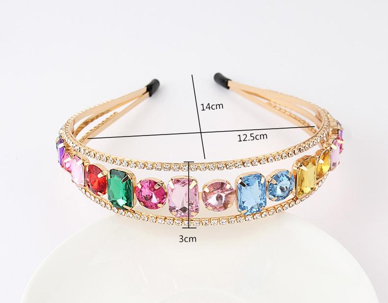 TREETIP Custom Logo Rhinestone Headband Three-layer Colorful Drop Shape Hair Accessories Women Bridal Japan Korean Style Retro