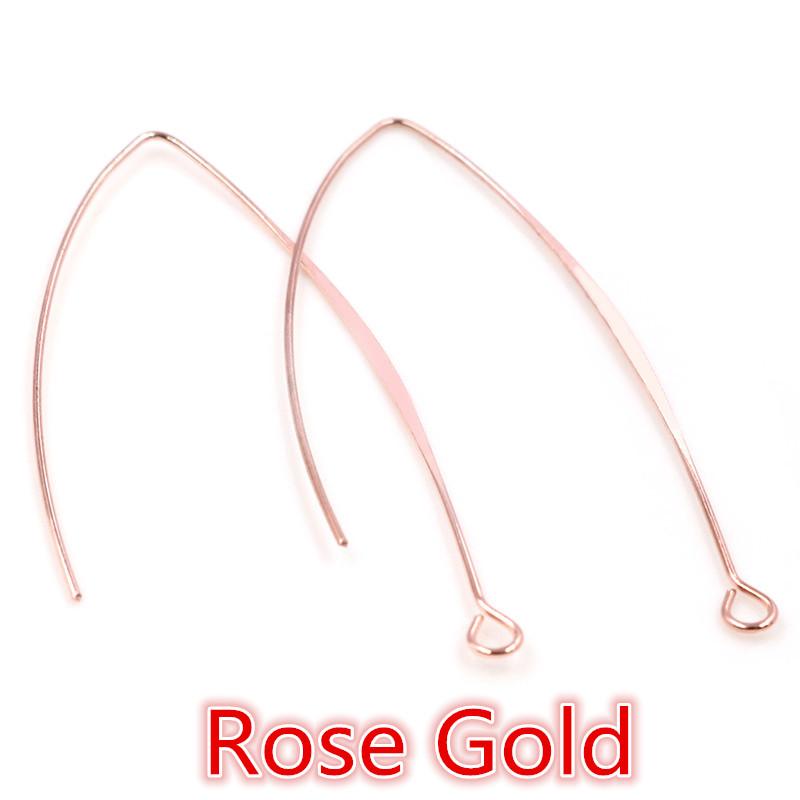 20pcs Gold Rhodium Copper 28 55mm French V-shaped Earring Hooks Findings Ear Hook Wire Settings Base Settings For Jewelry Making