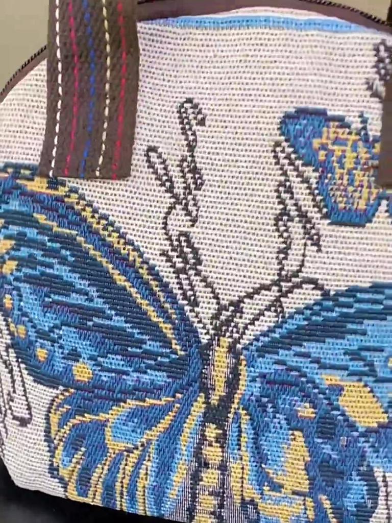 Haft motylkowy Torba z górnym uchwytem Mała torebka do przechowywania telefonu Damska torba na ramię z nadrukiem etnicznym Torebka płócienna na zamek błyskawiczny