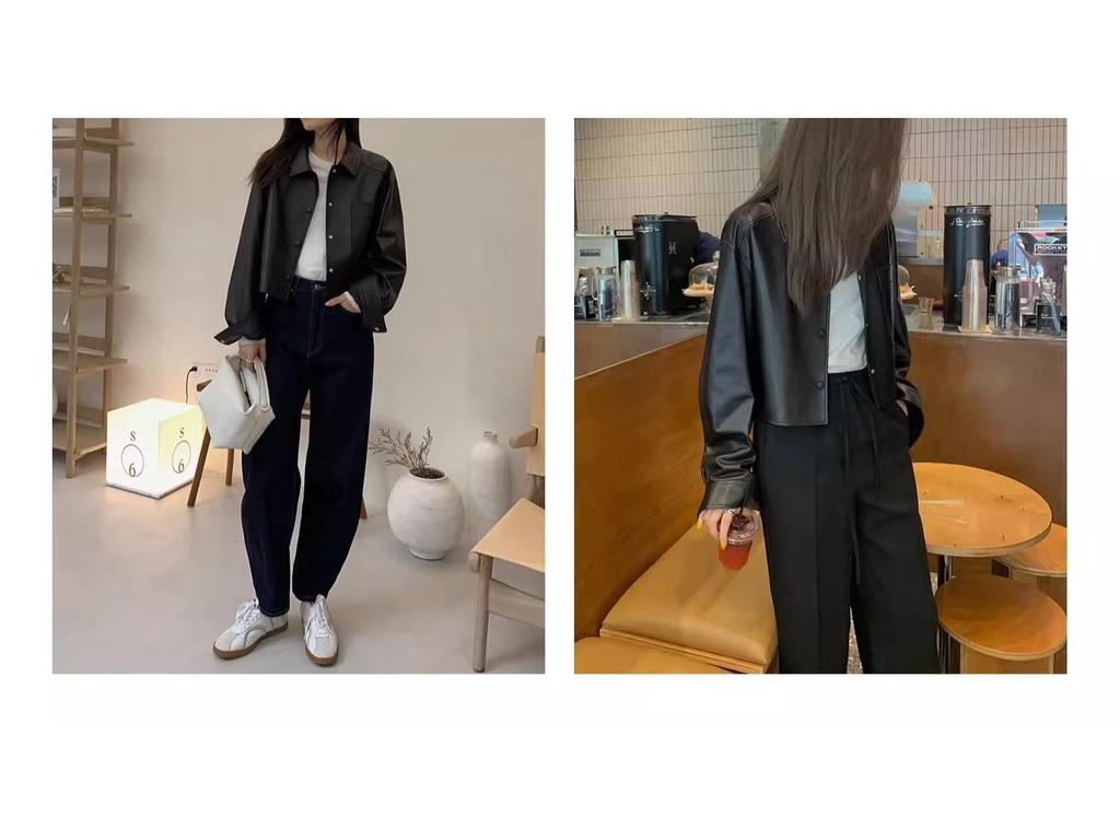 Trendy dámská motorkářská bunda z PU kůže v hongkongském stylu - Šik, všestranný svrchní oděv na jaro, podzim, zimu.