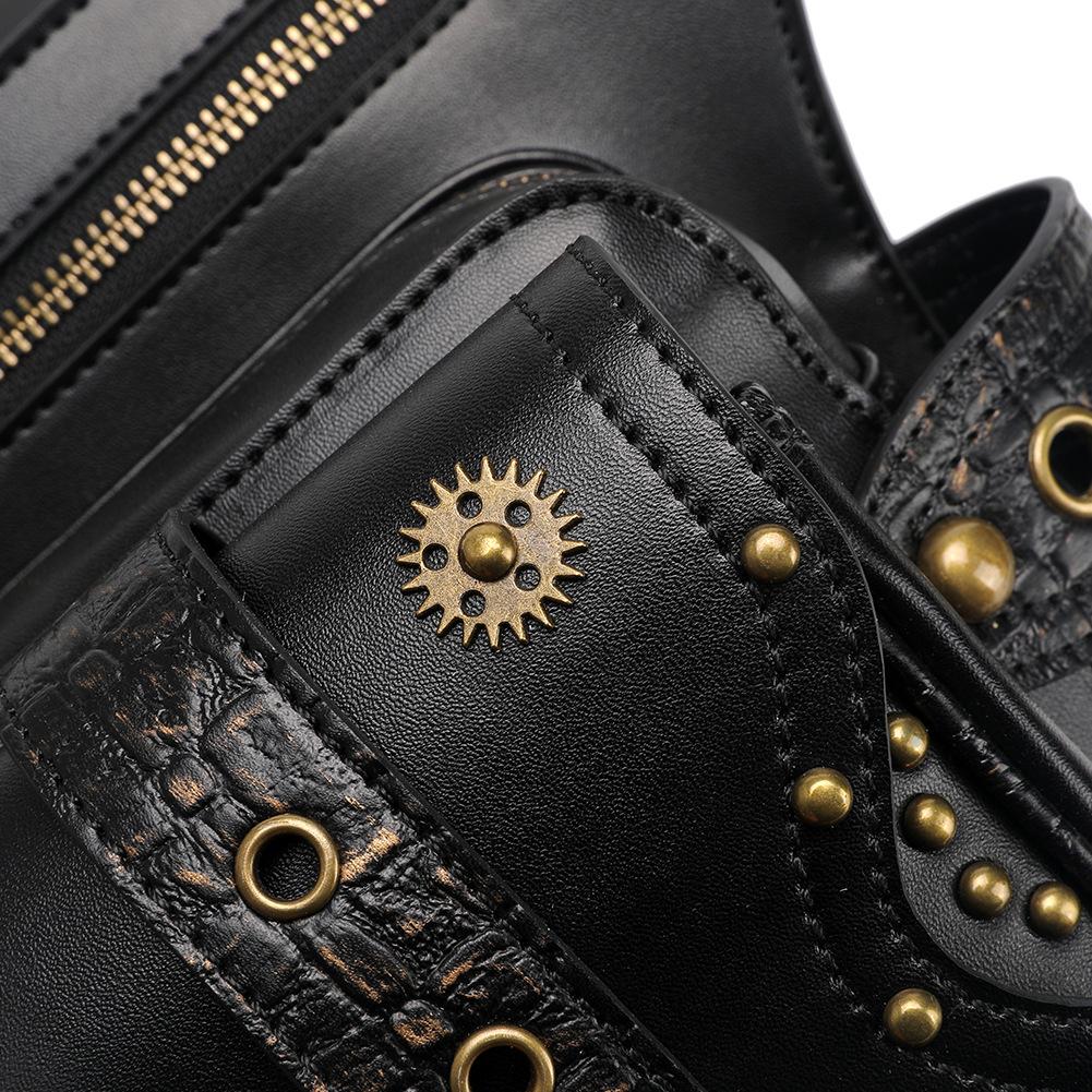 Johnature Punk lokomotivkjede midjepakker Unisex Retro Moto & Biker Rivet Mote Utendørs midjeveske Kvinner Menn Skuldervesker