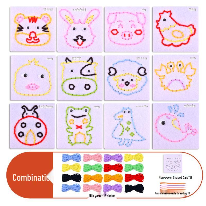 Montessori DIY Threading Toy Kit: Kindergarten Non-Woven Fabric Sewing Set