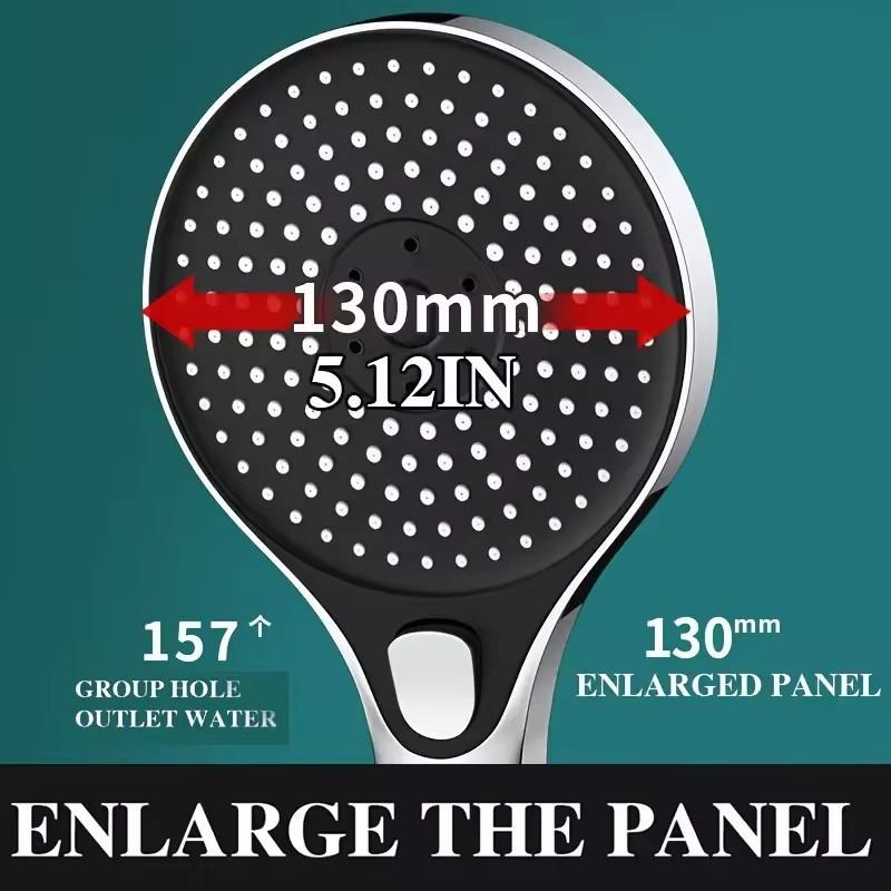 New 135mm Large Panel Pressurized Shower Head 3 Modes Water Saving Spray Nozzle Massage Rainfall Shower Bathroom Accessories