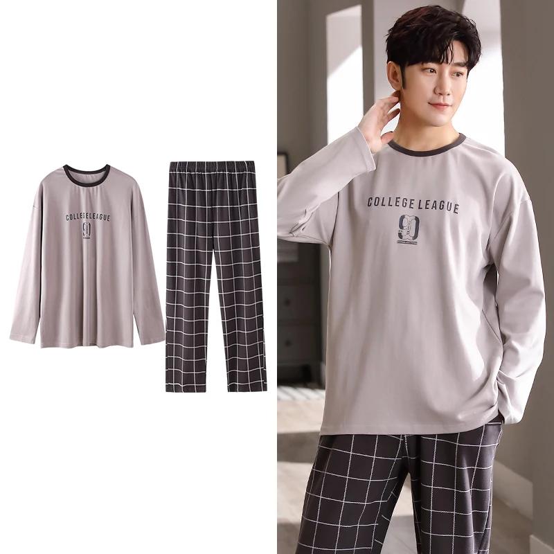 Hjorteutskrift Elegant pyjamassett for mann Høst Vinter Mote Myk bomull Herre Loungewear Komfortabelt nattøy