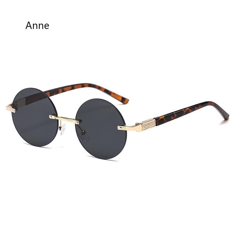 Rimless Round Sunglasses Men Fashion Classic Vintage Outdoor Shades Ins Trendy Luxury  Design Anti-UV Sun Glasses