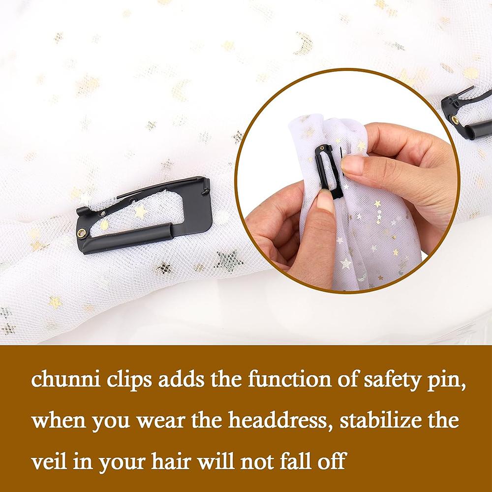 15Pcs Dupatta Clip With Safety Pins 10-Tooth Stainless Steel Hair Extension Clip