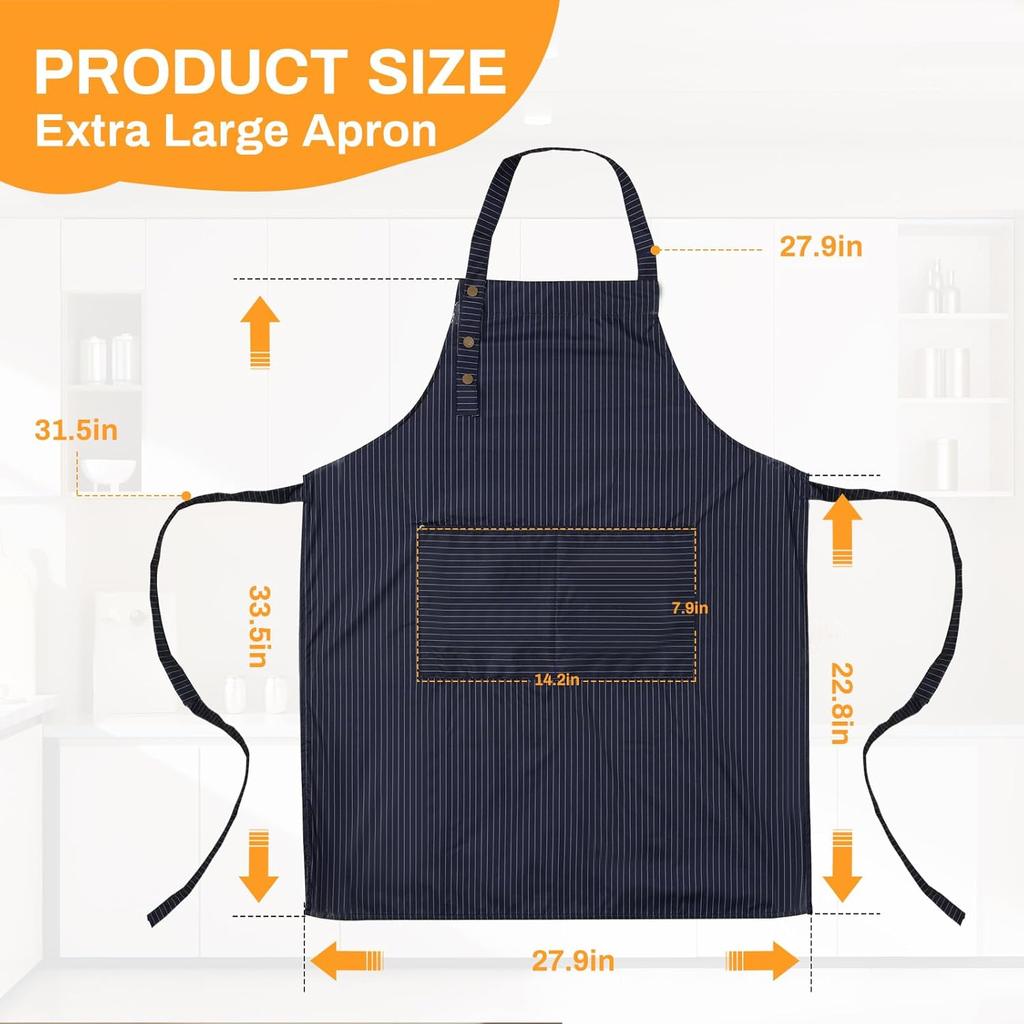 Adjustable Bib Apron Waterdrop Resistant with 2 Pockets Cooking Kitchen Aprons for Women Men Chef