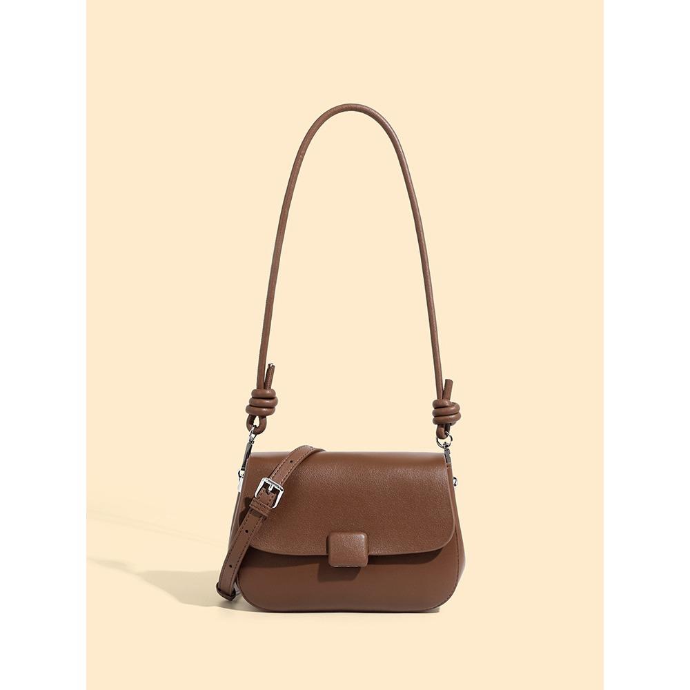 

Новая модная универсальная маленькая квадратная сумка из коровьей кожи, сумка через плечо, мягкая кожаная женская сумка в стиле темперамент темно-коричневого