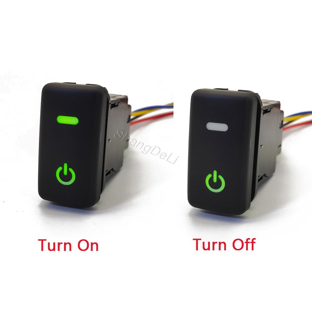 1PC Car LED Light Fan Music Horn Garage Trunk ABS Traction Control Button Switch For Toyota FJ Land Cruiser Prado 120 LC100