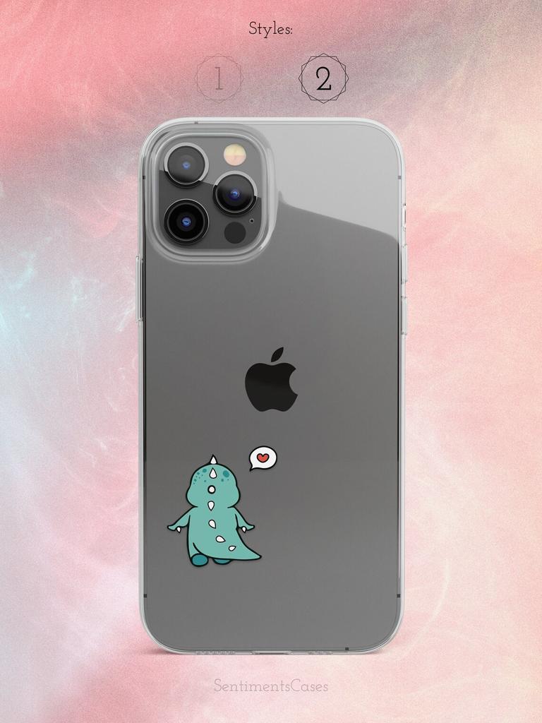 Cute Dino Clear Phone Case for iPhone 13 12 11 14 15 Pro Max Case Mini XR XS Max 7 8 Plus SE Case Silicone Tpu Dinosaur Cover