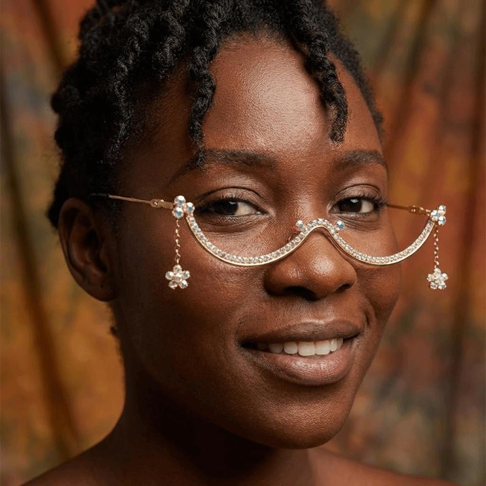 Y2k Rhinestone Glasses Frames Sparkling Girl Face Decoration Trendy Eyeglass Frame  Cosplay