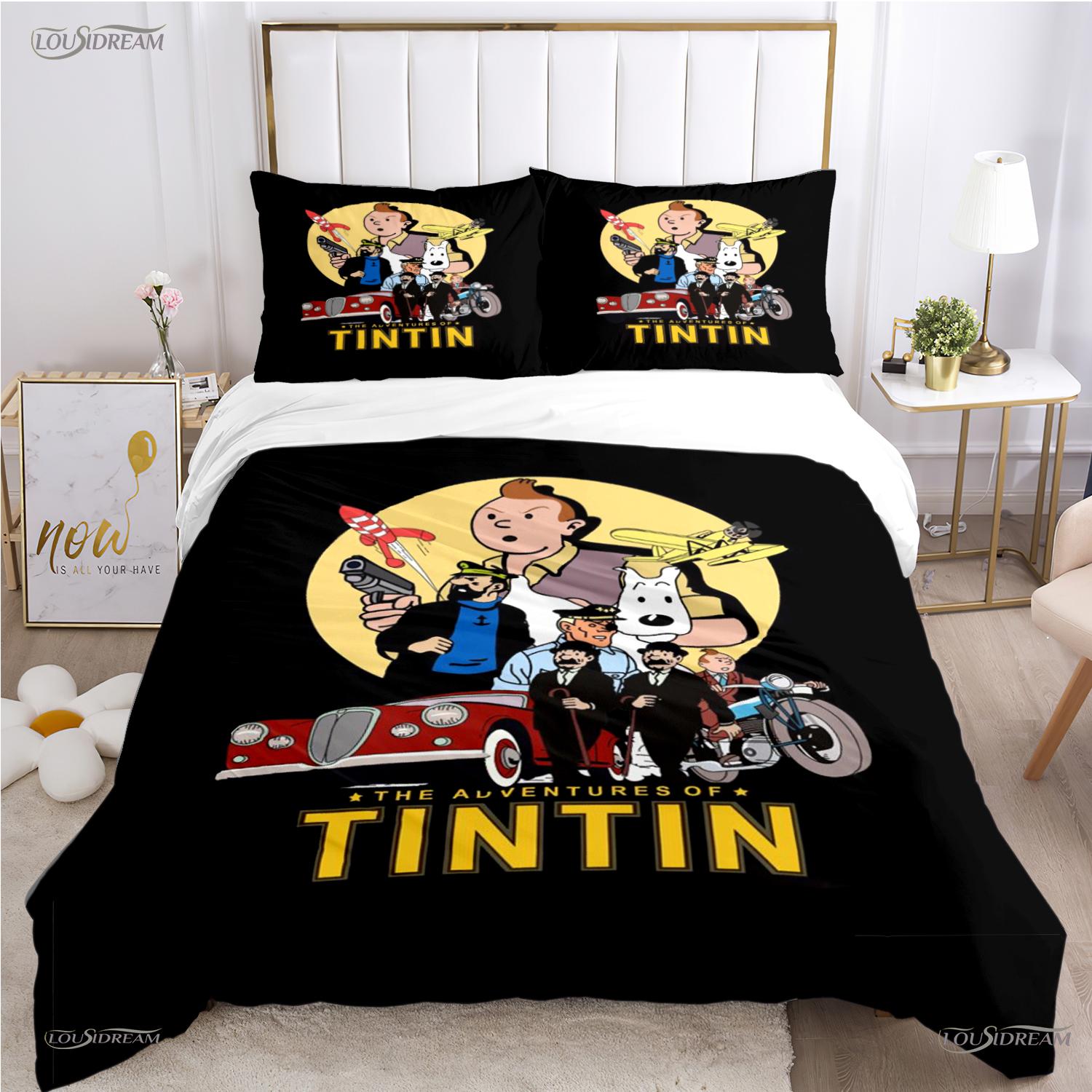 

Adorable Lovely T-Tintines Al Season Soft Duvet Cover Carton Funy Beding Sets Soft Comfortable Quilt Cover plus Pilowcases Ten Single/Double/Quen/King 120*200cm Single