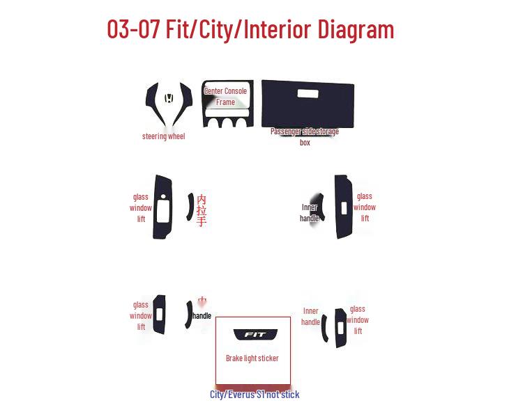 Carbon Fiber Interior Film for 2004-2007 Fit/City Center Console Modification
