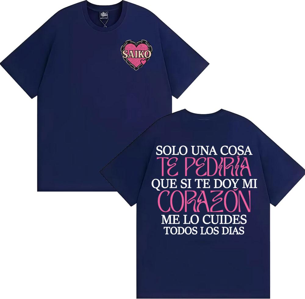Rapper SAIKO Corazón Album Letters Print Tee Shirt Men Fashion Hip Hop Gothic Tshirt Cotton pure Casual Hip Hop T Shirt