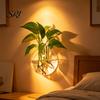 Decorative Wall Planter Hanging Glass Clear Flower Vase for Hydroponics Plants Greenery Home Decor Mount Terrarium Propagation Station Bathroom Office