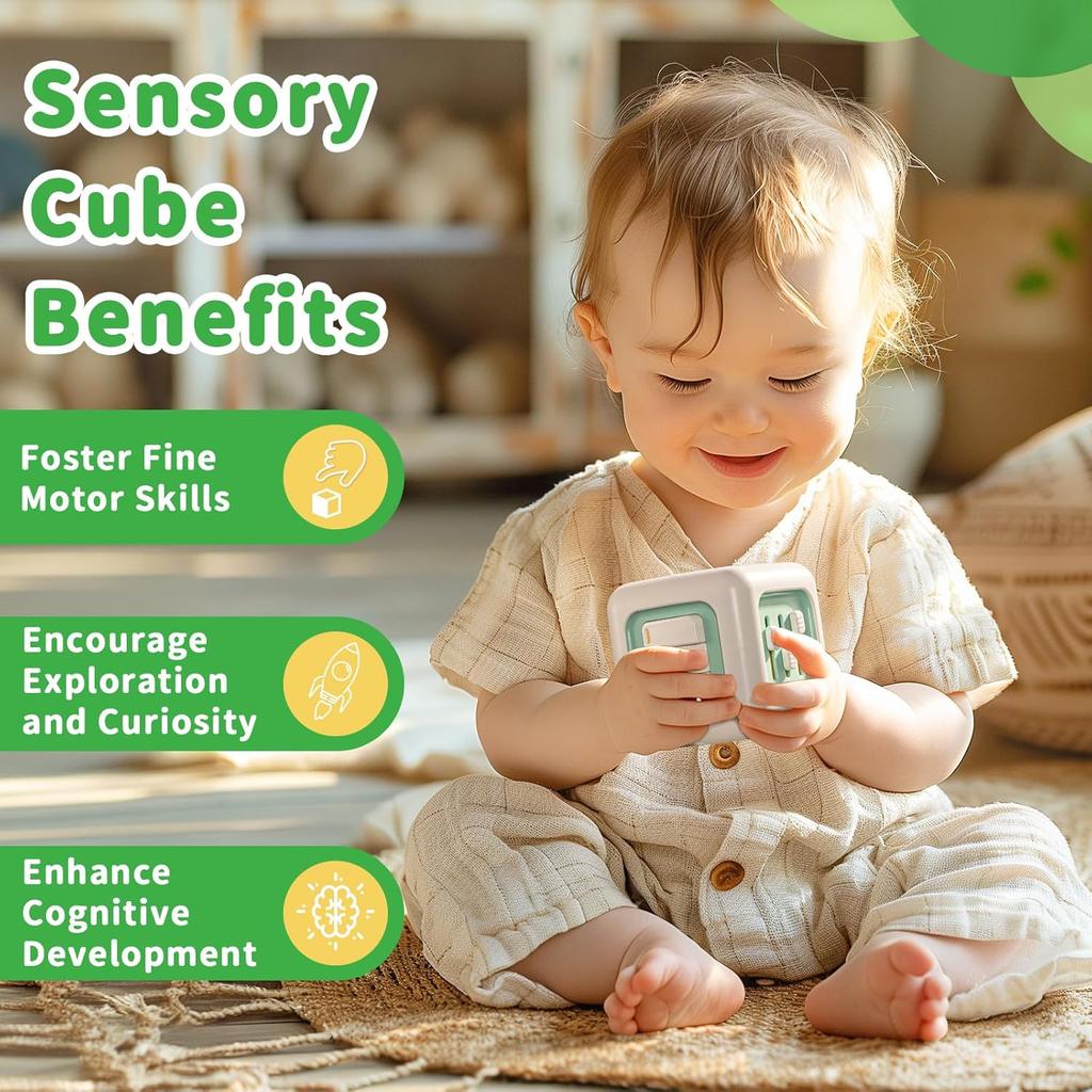 Busy Cube Toys, Montessori Toys for 1+ Year Old, Travel Sensory Toys for Toddlers 1-3, Learning Fine Motor Skills| 1st Birthday Gifts Boy 12 Months +