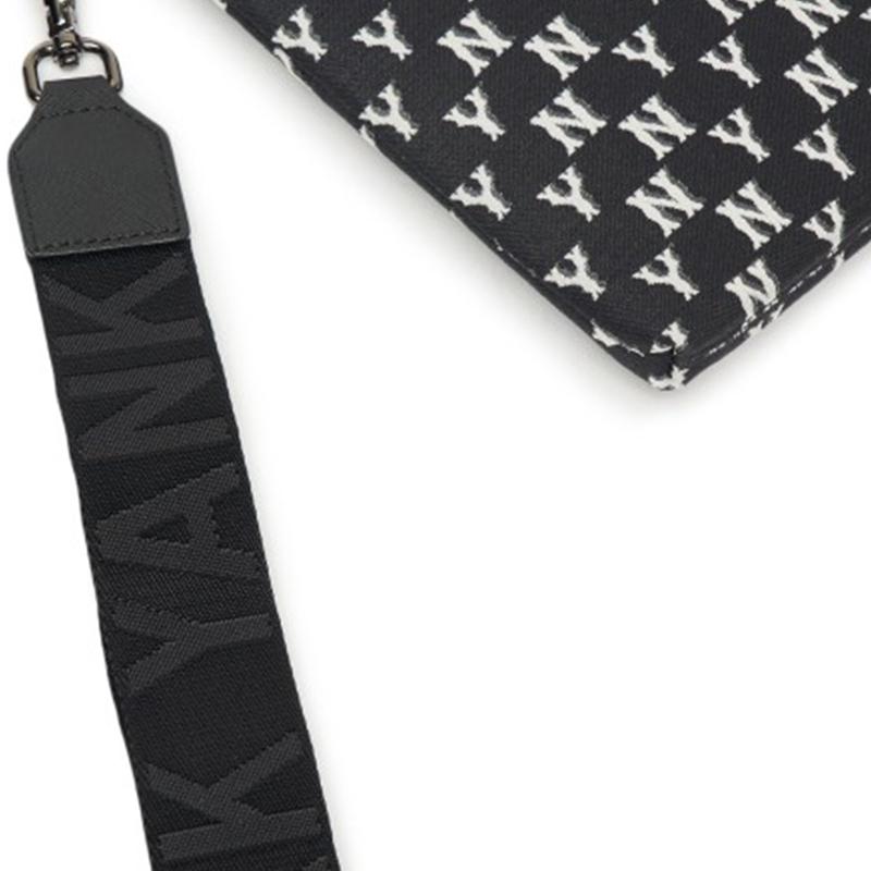 MLB Monogram Series NY Yankees Vintage Floral Print Large Logo Polyester Wallet Clutch Unisex Wallets Black 3APOS012N-50BKS