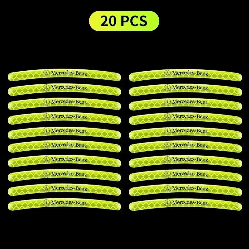 CSC1 Car Wheel Fluorescent Sticker Hub Sticker Reflective Warning for Mercedes Benz B/C/E/S Class A Class C200L GLC GLK New CLA GLA