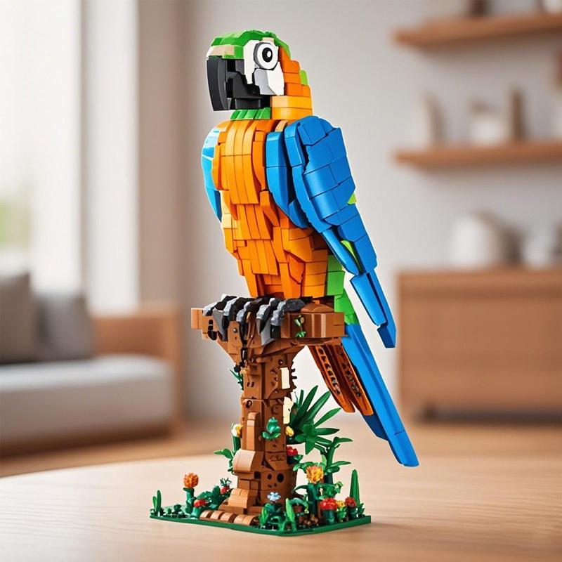 1138Pcs Parrot Building Blocks Toys Model Parrot Assemble Puzzle Bricks Toy Sets For Kid Desktop Ornament Gifts