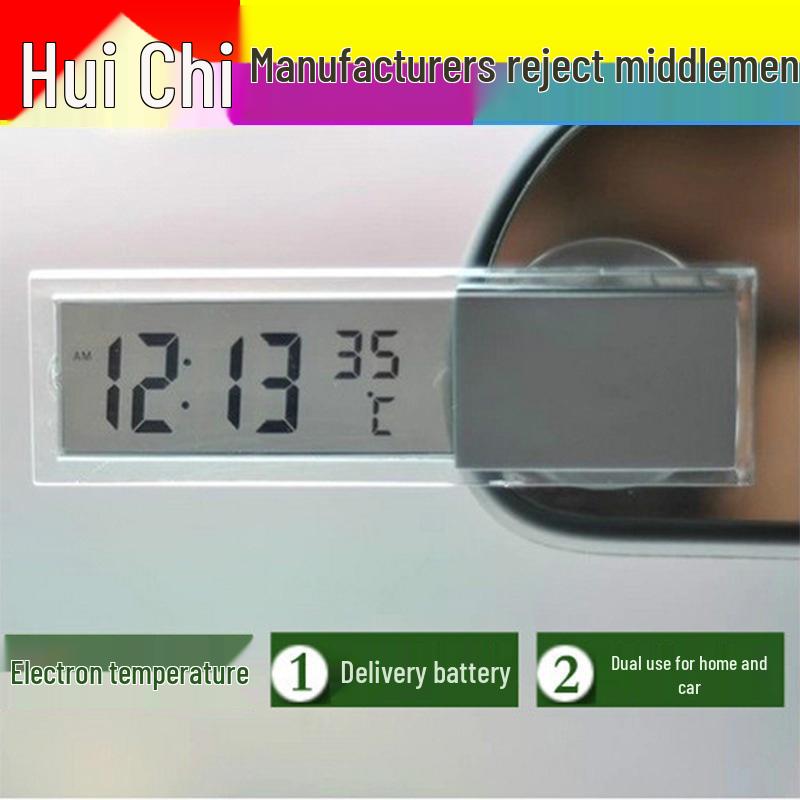 Ultra-Dünne Mini Auto Digitaluhr mit Saugnapf - Elektronische Zeitanzeige und Dekoration