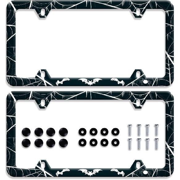 Bats License Plate Frame Stainless Steel Car Decorative 12.3 X 6.3 Inch | Bright License Plate Holders Auto Decoration For Front And Rear Car Tag