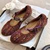 Retro Runde Spitze Ballerinas Designer Metall-Dekor Flache Mary Jane Schuhe Elegante Damen Weiche Sohle Komfort Damen Pumps