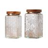 Retro Carved Storage Jar with Acacia Wood Lid for Grains, Dried Fruits, and Snacks