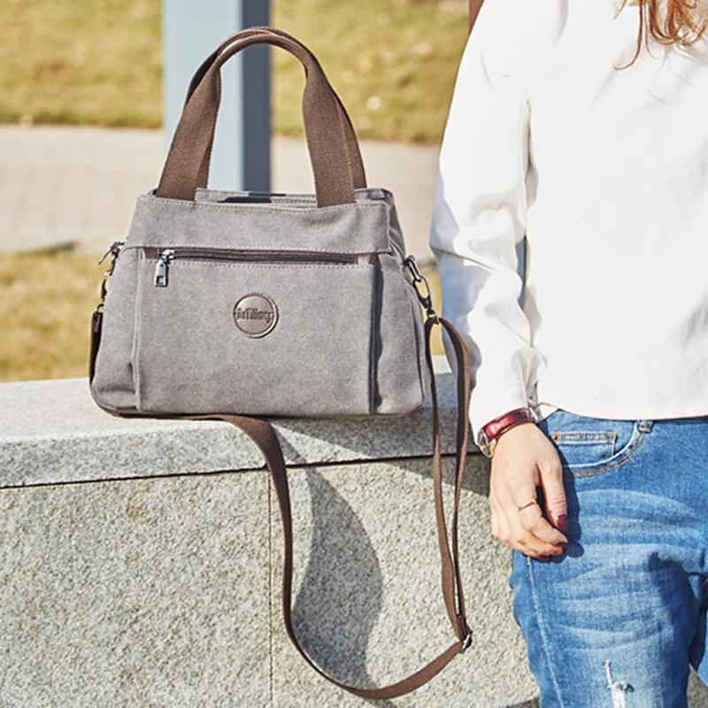 Kvinnor Canvas Bag Handväskor för kvinnor Shoulder Messenger Crossbody Tote Arbetsväskor med stor kapacitet