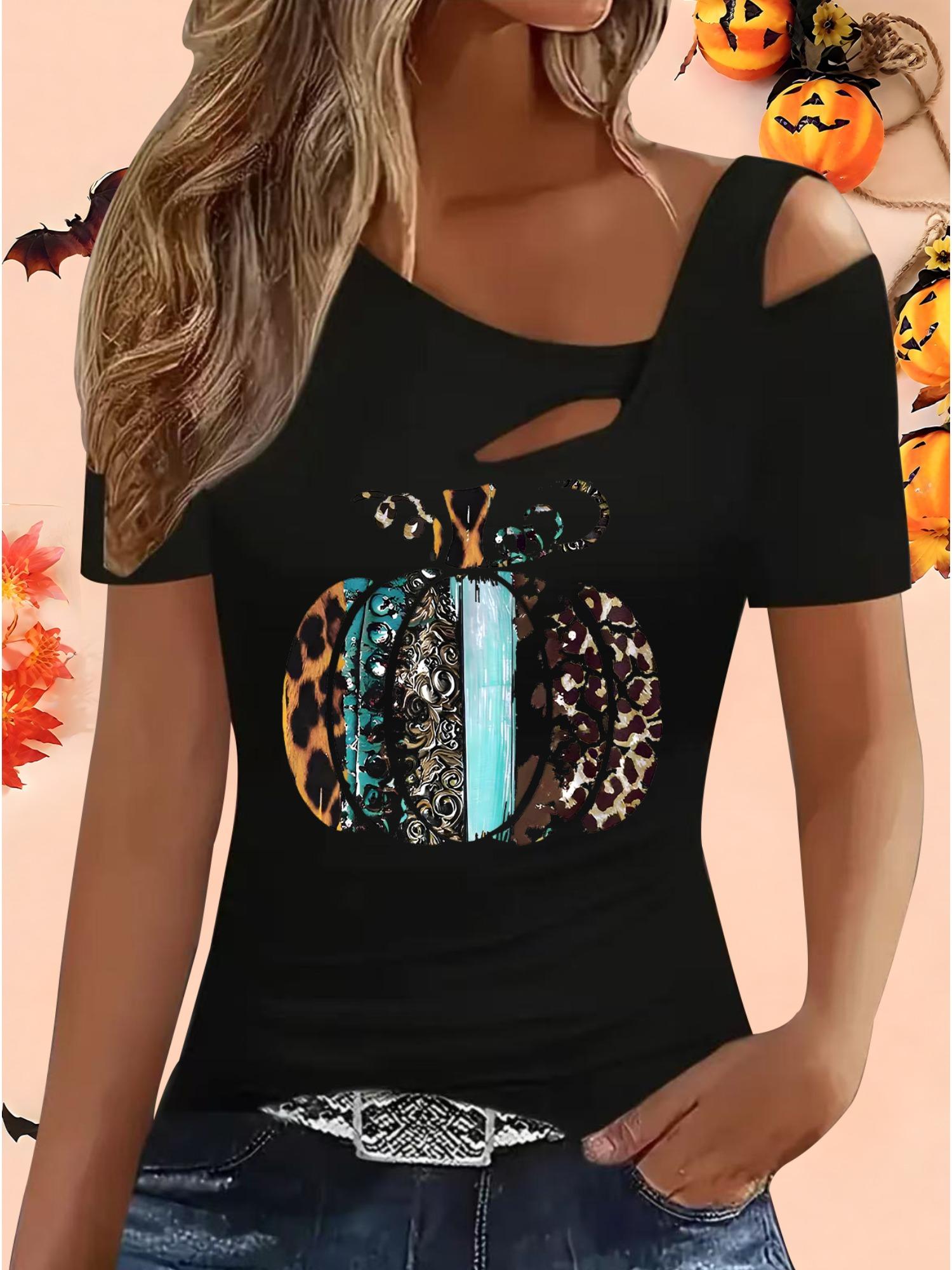 

Женские Свободные Топы Блузки Рубашки Подарок на Хэллоуин и Рождество S чёрный