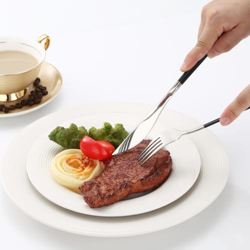 OISHIA Cutlery Set, 8-Piece Set, Knife, Fork, and Spoon Set for 2 People, 18/8 Stainless Steel, Seamless One-Piece Design with Long Handles, Dishwashe